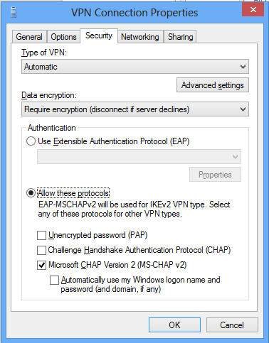 vpn connection properties windows 8